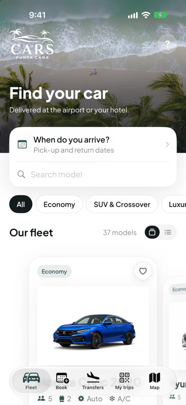 Cars Punta Cana app — Find your car (fleet)